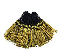 Makhry 100pcs 13cm/5 Inch Silky Floss Bookmark Tassels with 2-Inch Cord Loop and Small Chinese Knot for Jewelry Making, Souvenir, Bookmarks, DIY Craft Accessory (Black&Gold)