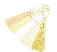 Makhry 100pcs 13cm/5 Inch Silky Floss bookmark Tassels with 2-Inch Cord Loop and Small Chinese Knot for Jewelry Making, Souvenir, Bookmarks, DIY Craft Accessory (Mixed Yellow)