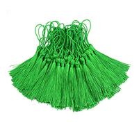 Makhry 100pcs 13cm/5 Inch Silky Floss bookmark Tassels with 2-Inch Cord Loop and Small Chinese Knot for Jewelry Making, Souvenir, Bookmarks, DIY Craft Accessory (Green)