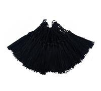 Makhry 100pcs 13cm/5 Inch Silky Floss bookmark Tassels with 2-Inch Cord Loop and Small Chinese Knot for Jewelry Making, Souvenir, Bookmarks, DIY Craft Accessory(Black)