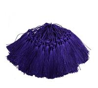 Makhry 100pcs 13cm/5 Inch Silky Floss Bookmark Tassels with 2-Inch Cord Loop and Small Chinese Knot for Jewelry Making, Souvenir, Bookmarks, DIY Craft Accessory (Dark Purple)