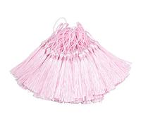 Makhry 100pcs 13cm/5 Inch Silky Floss bookmark Tassels with 3-Inch Cord Loop and Small Chinese Knot for Jewelry Making, Souvenir, Bookmarks, DIY Craft Accessory (Water Pink)