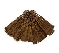 Makhry 100pcs 13cm/5 Inch Silky Floss bookmark Tassels with 3-Inch Cord Loop and Small Chinese Knot for Jewelry Making, Souvenir, Bookmarks, DIY Craft Accessory (Light Coffee)