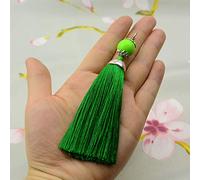 Makhry 10pcs 4.5 Inch Handmade Silky Floss Lobster Clasp Tassel Key chain Beads Bookmark Tassel Pendant for DIY Craft Jewelry Women Earring(Green, Short)