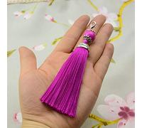 Makhry 10pcs 4.5 Inch Handmade Silky Floss Lobster Clasp Tassel Key chain Beads Bookmark Tassel Pendant for DIY Craft Jewelry Women Earring (Rose Pink, Short)