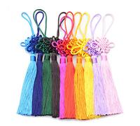Makhry 10pcs 8.5 Inch Handmade Silky Floss Chinese Tassel with Satin Silk Made Chinese Knots for Door and Car Handing Decoration, DIY Craft (Mixed)