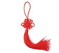 Makhry 10pcs 8.5 Inch Handmade Silky Floss Chinese Tassel with Satin Silk Made Chinese Knots for Door and Car Handing Decoration, DIY Craft (Red)