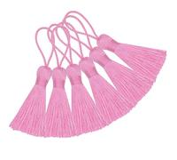 Makhry 20pcs 4.3 Inch Handmade Silky Floss Mini Tiny Craft Tassels with 2-Inch Cord Loop and Small Chinese Knot for Earrings, Souvenir, Bookmarks, DIY Craft Accessory (Pink)