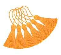 Makhry 20pcs 4.3 Inch Handmade Silky Floss Mini Tiny Craft Tassels with 2-Inch Cord Loop and Small Chinese Knot for Earrings, Souvenir, Bookmarks, DIY Craft Accessory (Golden Yellow)