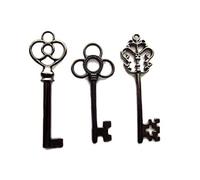 Makhry Mixed Pack of 30 Vintage Retro Rustic Skeleton Keys in Gunblack Color,3 Style,30 pcs Rustic Wedding Favor(Gunblack)