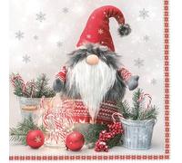 Maki 3-Ply Children Theme Xmas Decoupage Tissue Paper Napkins Decorative Christmas Serviettes 33cm x 33cm - Pack of 20 (Scandinavian Gnome with Candy Canes)