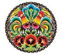 Maki 3-Ply Folk Paper Napkins Tissue Serviettes for Decoupage and Table Decoration Lunch Size 33cm x 33cm - Pack of 20 (Lowicz Folk Roosters Round Cut-Out)