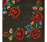 Maki 3-Ply Folk Tissue Paper Napkins Serviettes for Decoupage Lunch 33cm x 33cm - Pack of 20 (Roses Embroidery Folk on Black)