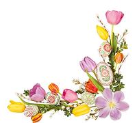 Maki 3-Ply Tea Party Tissue Paper Napkins Serviettes for Decoupage Lunch 33 x 33cm - Pack of 20 (Easter Frame with Eggs and Flowers)