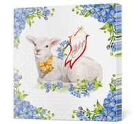 Maki 3-Ply Tissue Easter Paper Napkins Decorative Serviettes for Decoupage 33cm x 33cm - 1/4 Folded (Pack of 20) (Easter Lamb with Blue Flowers)