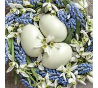 Maki 3-Ply Tissue Easter Paper Napkins Decorative Serviettes for Decoupage 33cm x 33cm - 1/4 Folded (Pack of 20) (White Eggs in Flowers Nest), (SDLE)