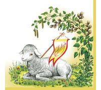 Maki 3-Ply Tissue Easter Paper Napkins Decorative Serviettes for Decoupage 33cm x 33cm - 1/4 Folded (Pack of 20) (Lamb in a Yellow Frame), (SDLE)