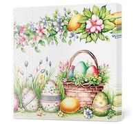 Maki 3-Ply Tissue Easter Paper Napkins Decorative Serviettes for Decoupage 33cm x 33cm - 1/4 Folded (Pack of 20) (Watercolour Scene with Basket Eggs & Flowers)