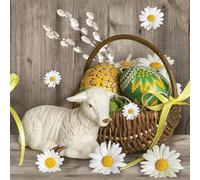 Maki 3-Ply Tissue Easter Paper Napkins Decorative Serviettes for Decoupage 33cm x 33cm - 1/4 Folded (Pack of 20) (Lamb Next Easter Basket), (SDLE)