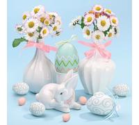 Maki 3-Ply Tissue Easter Paper Napkins Decorative Serviettes for Decoupage 33cm x 33cm - 1/4 Folded (Pack of 20) (Daisies in White Vases on Blue Background), (SDLE)