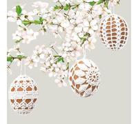 Maki 3-Ply Tissue Easter Paper Napkins Decorative Serviettes for Decoupage 33cm x 33cm - 1/4 Folded (Pack of 20) (Embroidered Eggs on a Cherry Twig), (SDLE)