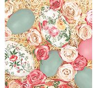 Maki 3-Ply Tissue Easter Paper Napkins Decorative Serviettes for Decoupage 33cm x 33cm (Pack of 20) (Roses with Decoupage Eggs)