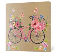 Maki 3-Ply Tissue Paper Napkins Serviettes for Decoupage Lunch 33cm x 33cm - Pack of 20 (Bicycle Full of Flowers on Kraft)