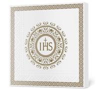 Maki 3Ply First Communion Napkins Decoupage Tissue Paper Serviettes 33cm x 33cm - Pack of 20 (IHS Emblem Gold)