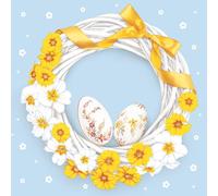 Maki Easter 3-Ply Tissue Paper Napkins Decorative Serviettes for Decoupage 33cm x 33cm - 1/4 Folded (Pack of 20) (Easter Wreath)