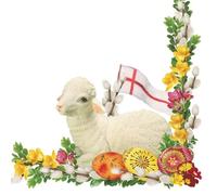 Maki Easter 3-Ply Tissue Paper Napkins Decorative Serviettes for Decoupage 33cm x 33cm - 1/4 Folded (Pack of 20) (Lamb & Easter Palm - White)