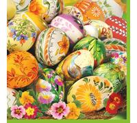 Maki Easter 3-Ply Tissue Paper Napkins Decorative Serviettes for Decoupage 33cm x 33cm - 1/4 Folded (Pack of 20) (Painted Eggs),(SDLE)