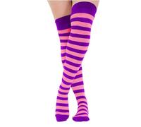 MAKI FASHIONS Over the Knee Socks for Women - Soft & Stretchy Cotton Thigh High Socks, Striped & Solid Colours Options for Fashion, Sports & School Uniform