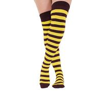 MAKI FASHIONS Over the Knee Socks for Women - Soft & Stretchy Cotton Thigh High Socks, Striped & Solid Colours Options for Fashion, Sports & School Uniform