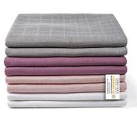 Makian Set of 8 Baby Muslin Nappies 80 x 80 cm - Burp Cloths/Muslin Cloths Double Woven, Soft, 100% Cotton, Oeko-Tex® Standard 100 Approved, Machine Washable, Orchid Grey White
