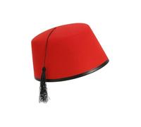 Makii Classic Red Fez Hat - Unisex Kuki Fez Hat Cold War Russian Turkish Arabian Time Travelling Doctor Costume Fancy Dress Accessory For Adults (3 Pcs)