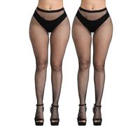 Makii Womens Black Fishnet Tights - Sexy Pantyhose Fish Net Stockings Diamond Mesh Net Tight For Halloween Costumes Cosplay UK (UK, Alpha, One Size, Regular, Regular, Pack of 2)