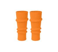 Makii Womens Extra Soft Knee Warmers - Ladies Knitted Stylish 80s Dance Party Ribbed Neon Orange Leg Warmers For Winter UK (Orange)