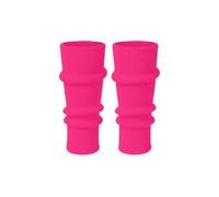 Makii Womens Extra Soft Knee Warmers - Ladies Knitted Stylish 80s Dance Party Ribbed Neon Pink Leg Warmers For Winter UK (Pink)