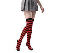 Makii Womens Over the Knee Socks - Soft & Stretchy RIch Cotton Plain & Striped Knee High Socks Casual Thigh Long Stockings For School Uniform UK