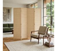 Makika Folding Bamboo Room Divider - 4 Panels Privacy Screen Partition Blind - Movable Wall Furniture Indoor Bedroom Office Home - 180 x 180 cm Protective Decoration - Nature