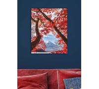 Makiko Samejima's Mount Fuji - Cherry Blossom Wooden Canvas Orange