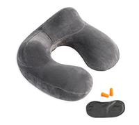 Makimoo Inflatable Travel Pillow, Neck Pillow Support for Traveling, Airplanes, Cars, and Offices with Compact Carrying Bag, Soft Velvet Washable Cover, Ideal for Adult Sleepers (Grey)
