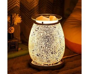Makimoo Stunning Electric Wax Melt Burners, Oil Burner, Wax Warmer, Night Light Oil Lamp for Home Decoration (Silver Mosaic)