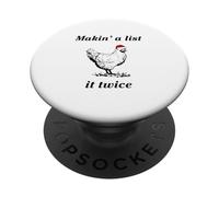 Makin’ a List (Chicken) It Twice - Christmas Hen - Funny PopSockets Adhesive PopGrip