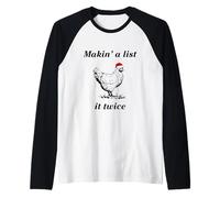 Makin’ a List (Chicken) It Twice - Christmas Hen - Funny Raglan Baseball Tee