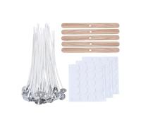 Making, 100 Pcs Pure Cotton Wicks with 60 Stickers & 5 Wick Holders, 10/15/20 cm DIY Wax Candle Making Supplies Kit for Beginners, Home Craft(20cm)