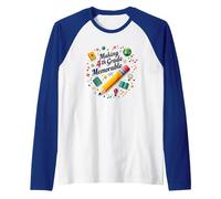 Making 4th Grade Memorable: Fun Learning Adventure Raglan Baseball Tee, Men, Royal Blue/White, M