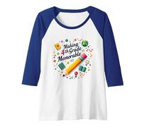 Making 4th Grade Memorable: Fun Learning Adventure Raglan Baseball Tee, Women, Royal Blue/White, S