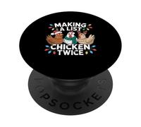 Making A List Chicken Twice Funny Christmas PopSockets Adhesive PopGrip