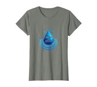 Making a Splash: Vibrant Water Drop T-Shirt, Women, Olive Heather, Large